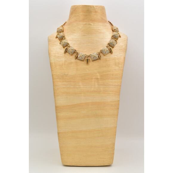 CC Skye Crystal Collar Necklace Spike Rhinestone Toggle Statement Signed Bin6B - Picture 8 of 12